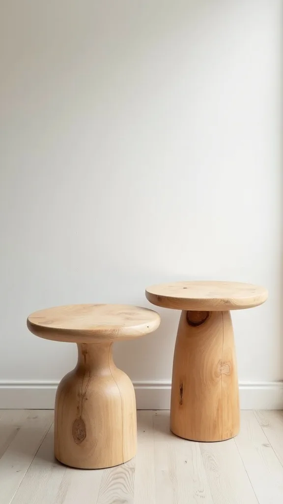 Bring in unfinished wood stools as flexible side tables