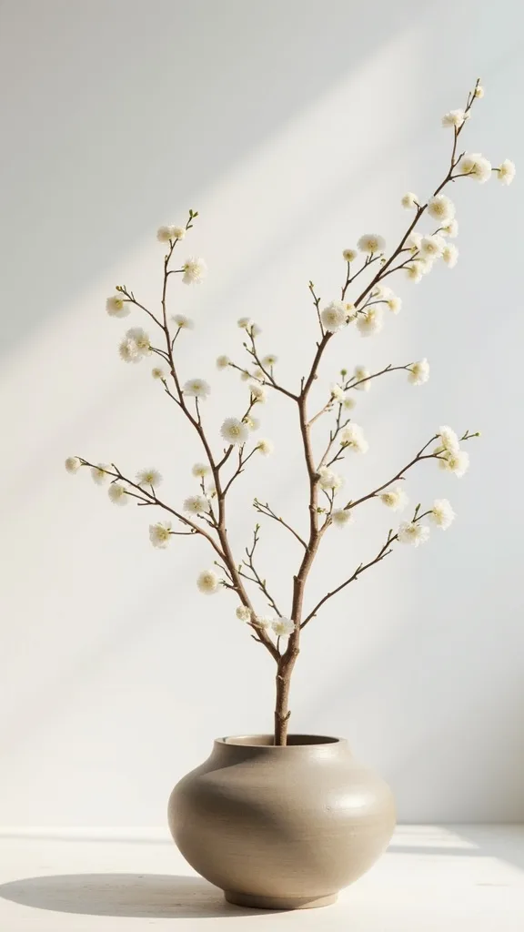 Create a single-branch ikebana-style arrangement