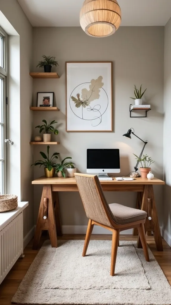 How do you set up a basement office nook without losing the lounge feel?