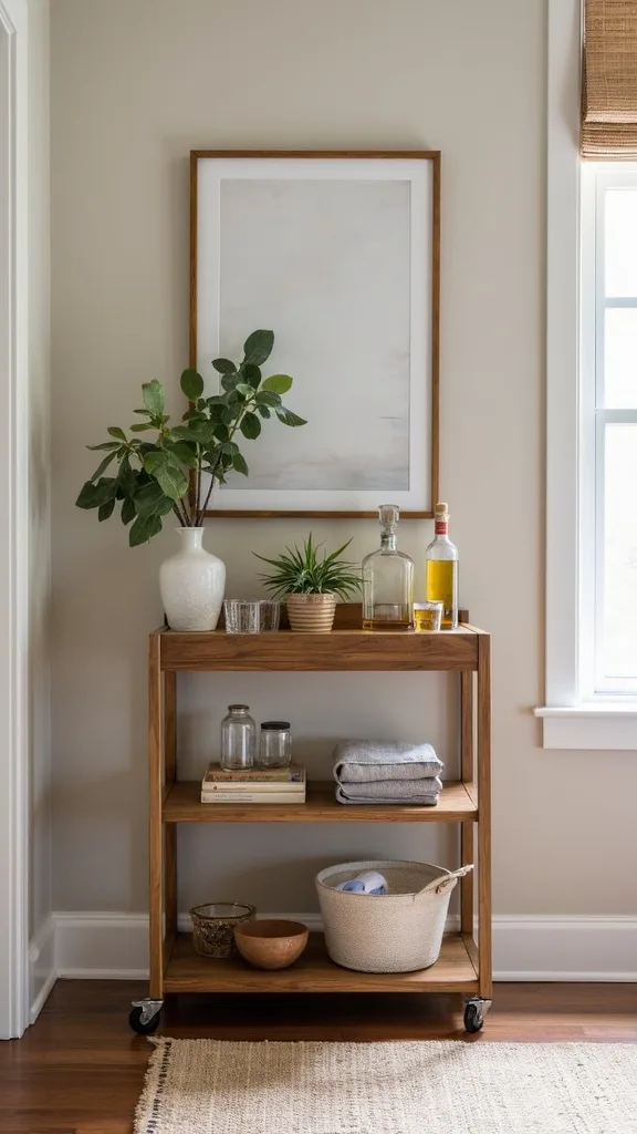 What’s a realistic bar cart or snack station setup for basements?