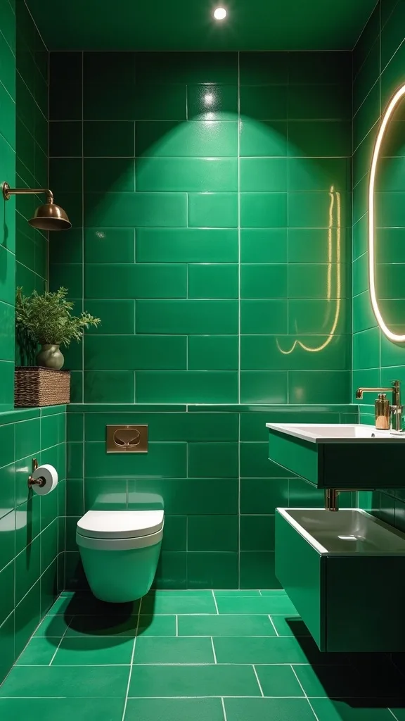 What lighting makes emerald tile look expensive?