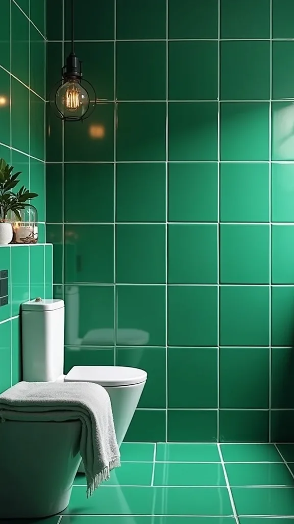 What towels and linens look best with emerald tile?