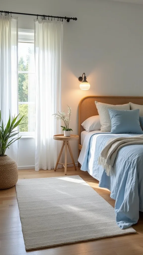 Use a lightweight rug to stop the room from feeling echo-y and hot