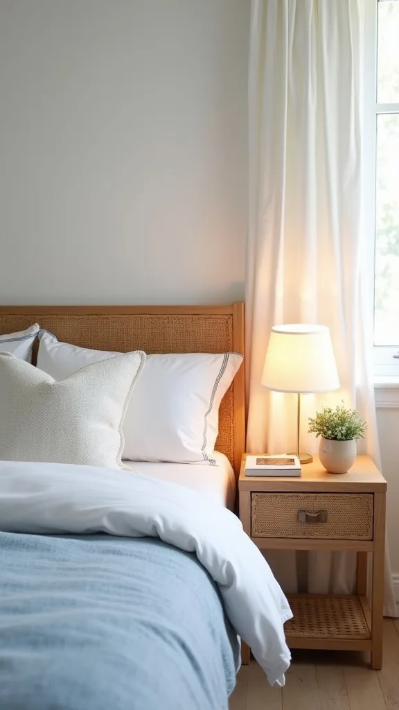 Switch to warm white bedside bulbs to keep white from feeling clinical