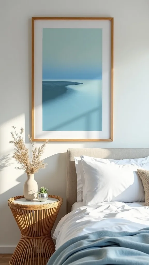 Use one oversized piece of art to reduce visual heat (and clutter)