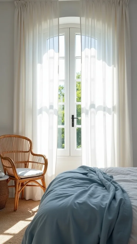 Hang curtains higher and wider to fake taller ceilings