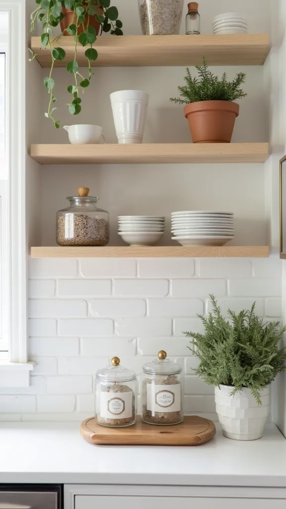 How do you style open shelves so they don’t look cluttered?
