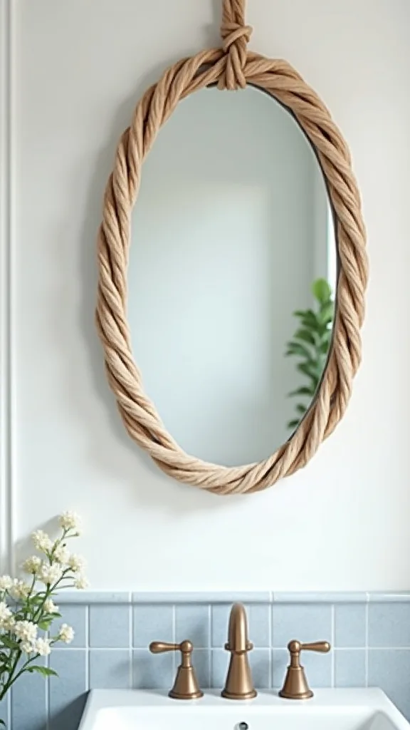 Wrap a mirror with rope for instant nautical character