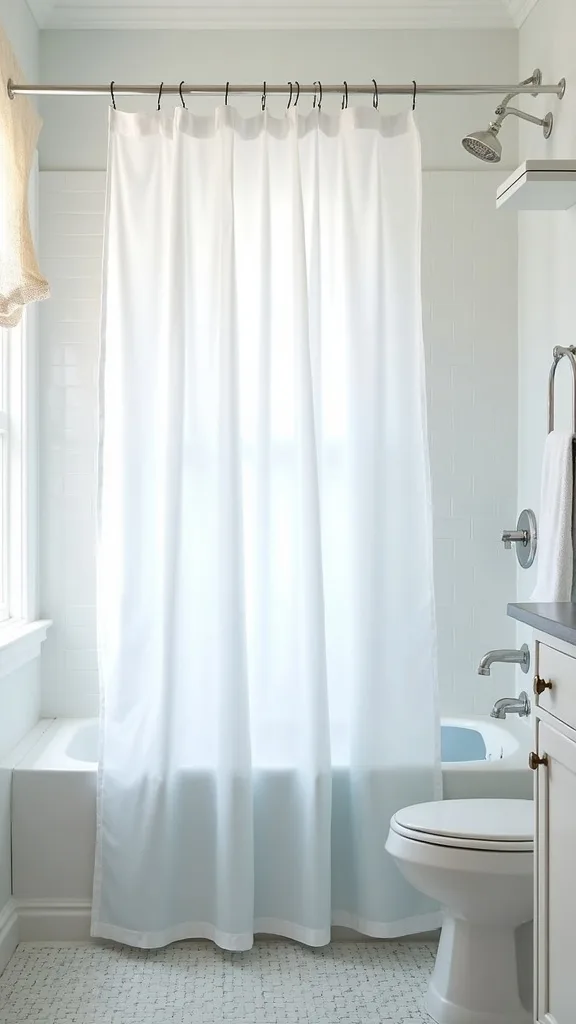 Choose a shower curtain that feels coastal, not cartoonish
