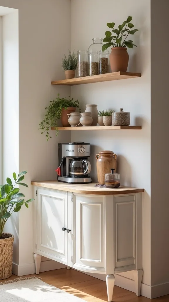 How can you set up a coffee bar for two people with different routines?