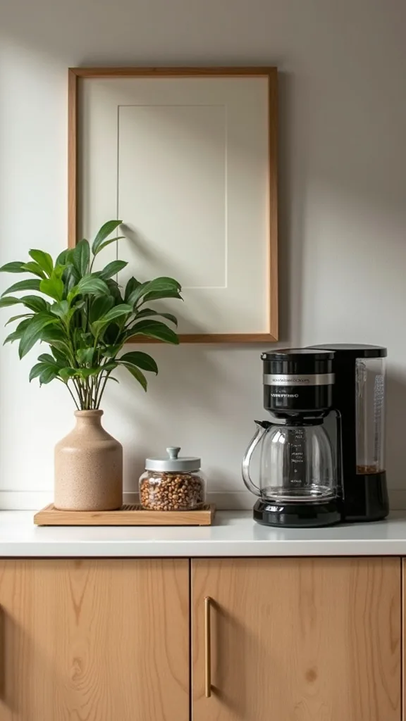 How can you use greenery without making the coffee area messy?