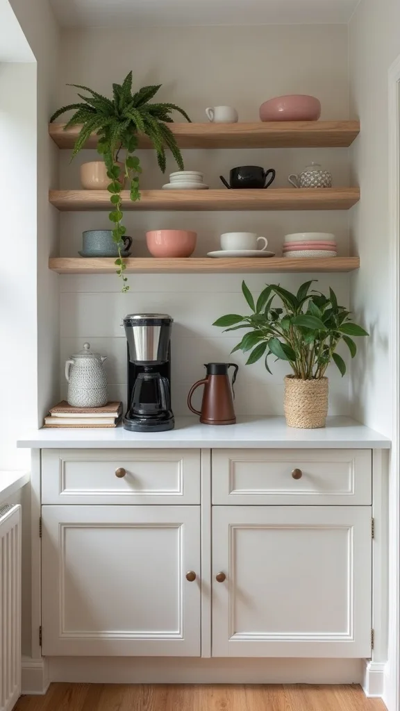 How do you style a coffee nook kitchen corner so it looks built-in?