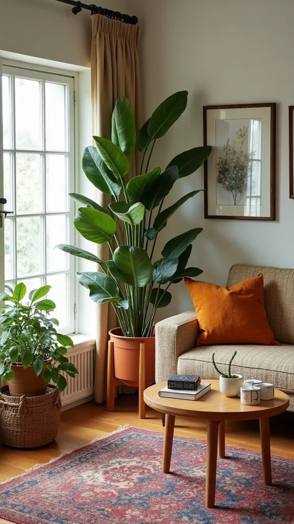 How do you use plants to tie vintage and modern pieces together?