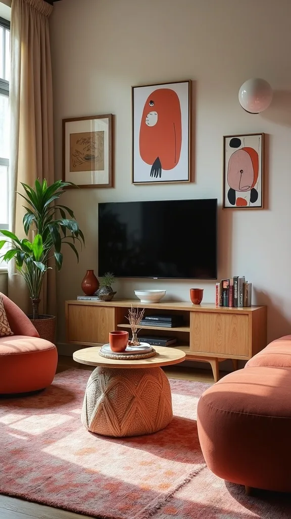 How do you blend a TV into an eclectic living room?