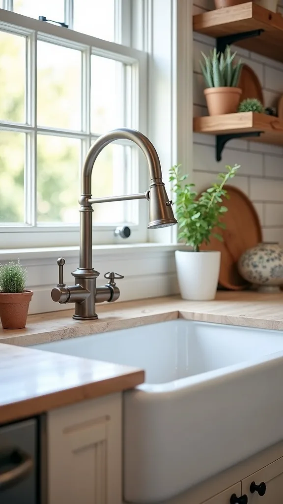 What faucet style looks right with an apron-front sink?