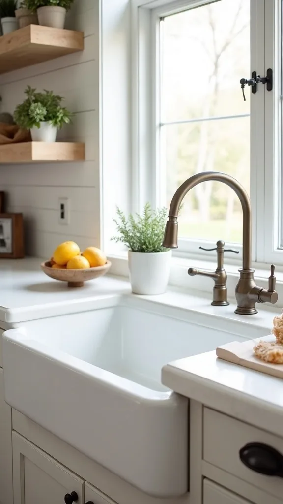What should I avoid when choosing a white apron-front sink?