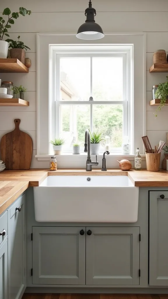 What apron sink ideas work best with butcher block counters?