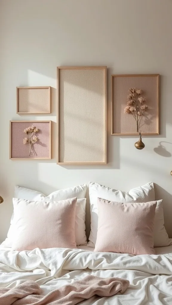 Bedroom wall decor idea: fabric panels as art (no frame needed)