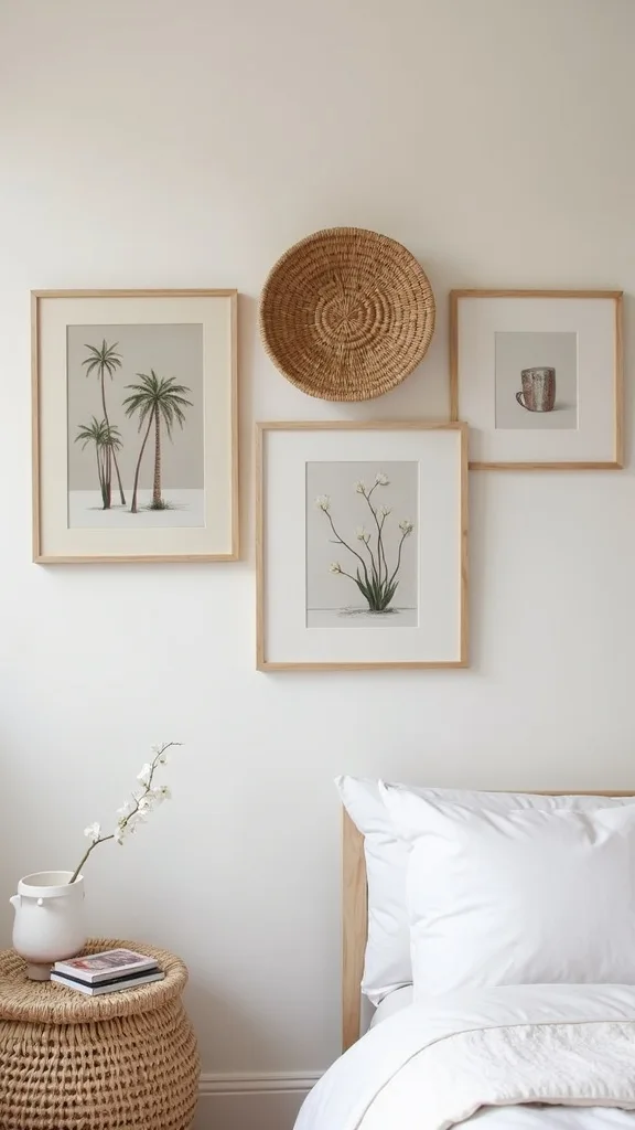 Bedroom wall decor idea: 3D woven basket or tray as the ‘unexpected’ piece