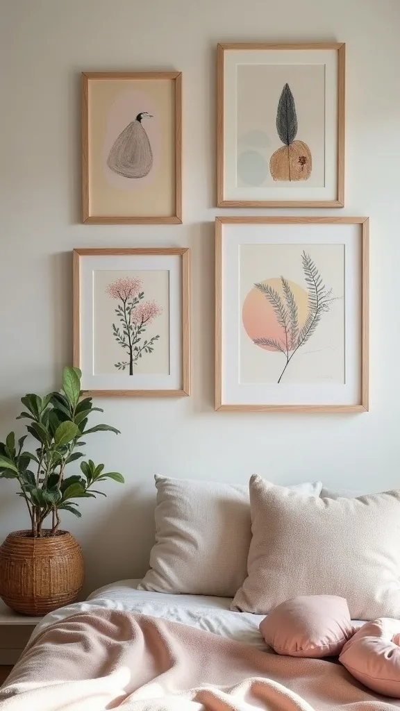Picture wall idea: kids’ art (yes, in the bedroom) done like a gallery
