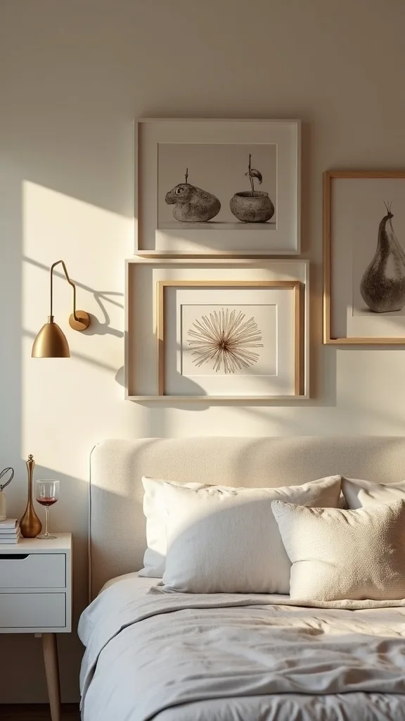 How do you light a gallery wall in the bedroom without harsh glare?