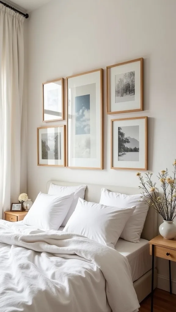 What should you avoid when hanging art above a headboard?