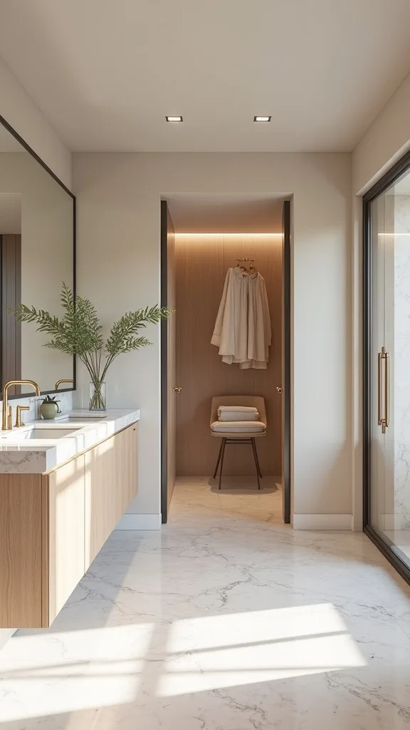 Start with the “comfort stack”: mini split AC + spray foam + French doors + floating vanity + built-in wardrobe