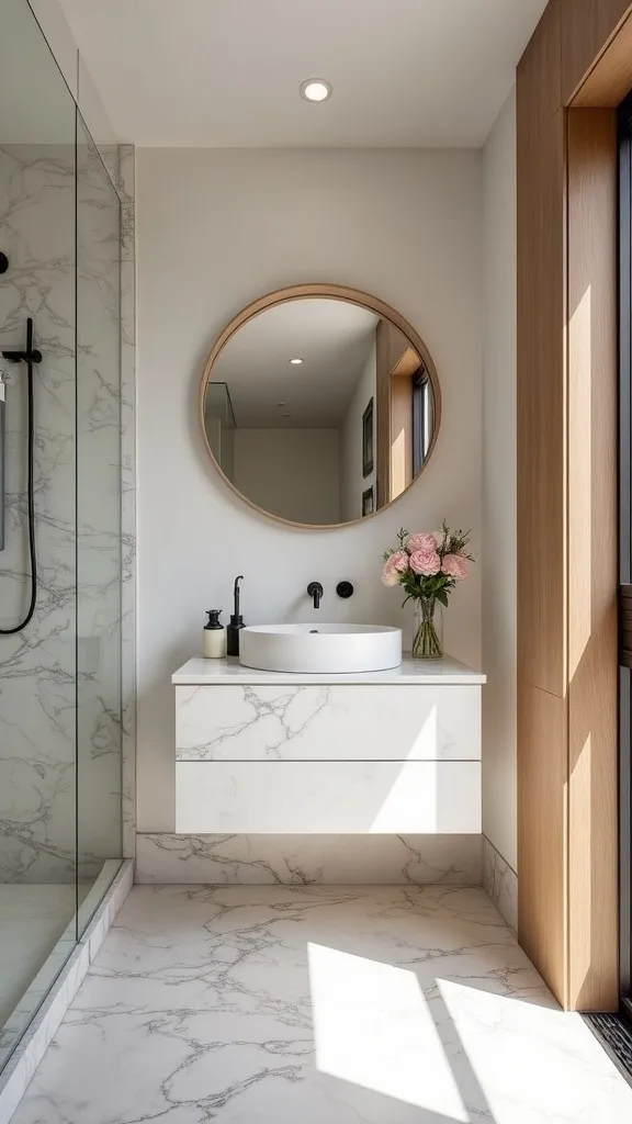 How can you add a bathroom feel with a floating vanity—even if you’re not building a full bath?