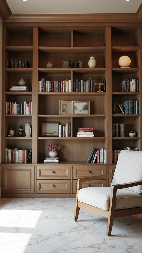 Go full library: floor-to-ceiling built-ins + rolling ladder (yes, in a garage)