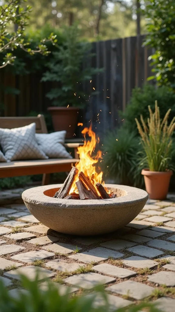 How can I build a fire pit area using only pavers from a discount store?