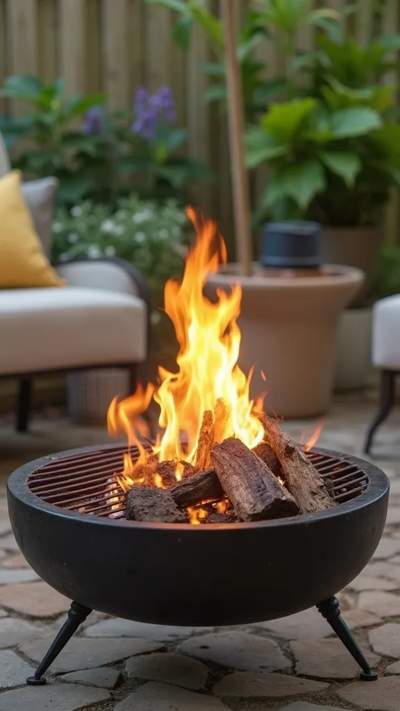How do I use a $10 thrifted grill grate to make a cook-friendly fire pit?