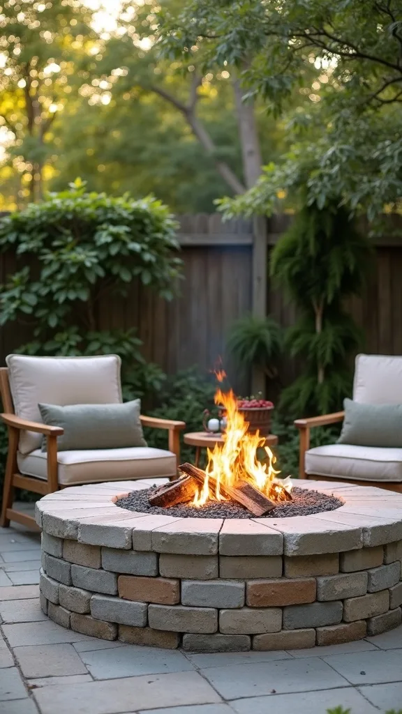 How can I build a fire pit with retaining wall blocks without it looking bulky?