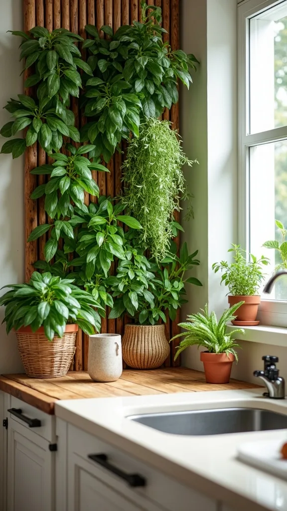 How do you design a fresh herb kitchen zone next to the cutting board?