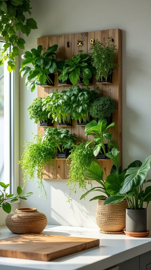 How do you make an indoor herb wall work in a small kitchen?
