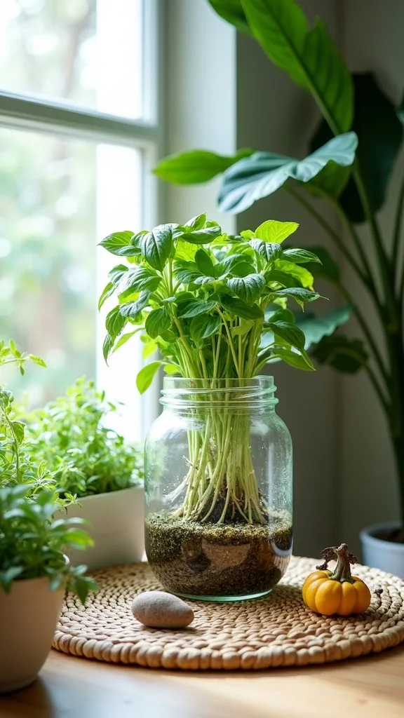 Can you propagate herbs in water as part of the display?