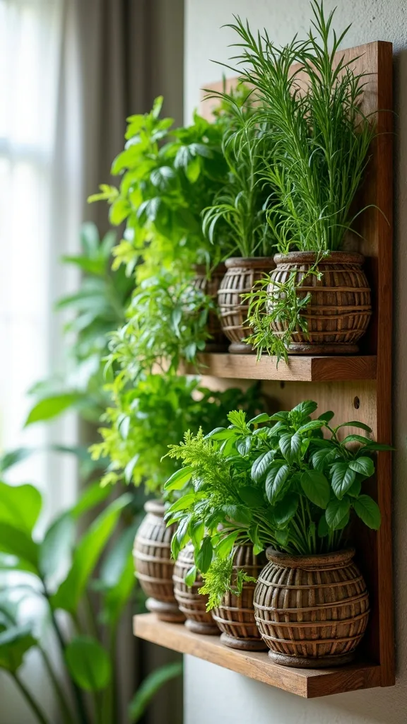 What should you avoid when creating a vertical herb garden in the kitchen?