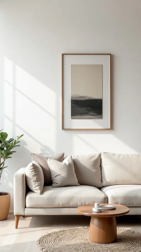 What wall art fits a Japandi living room?