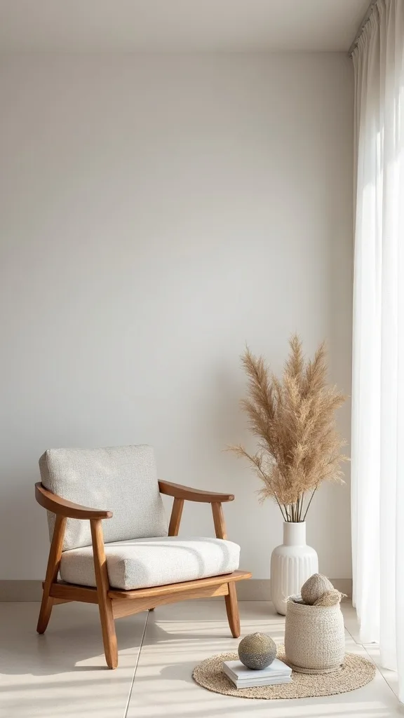 What textiles make a minimalist Japandi room feel cozy?