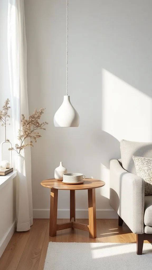 What side tables work best with low-profile seating?