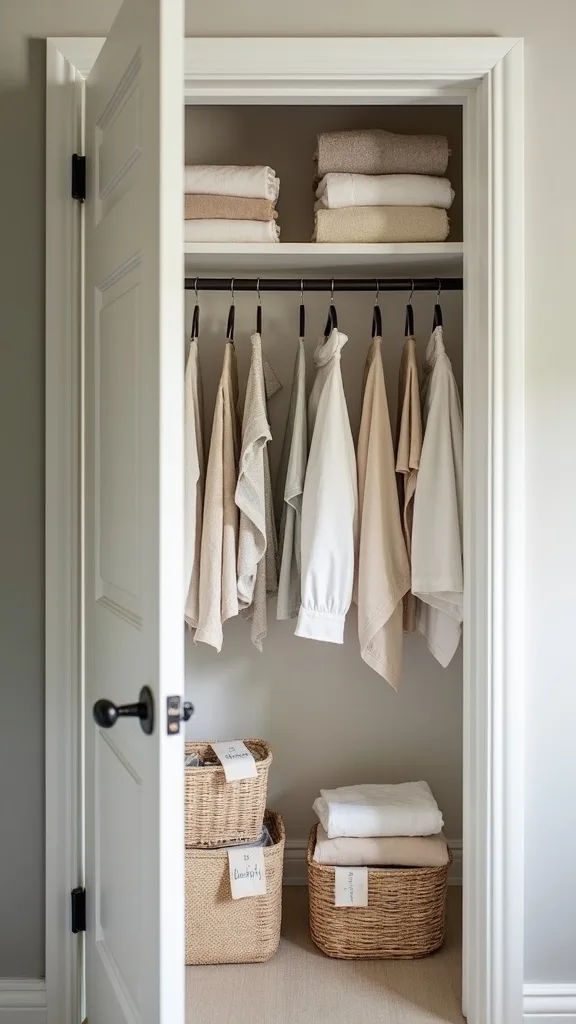 How do you organize a linen closet that’s near the garage or mudroom?
