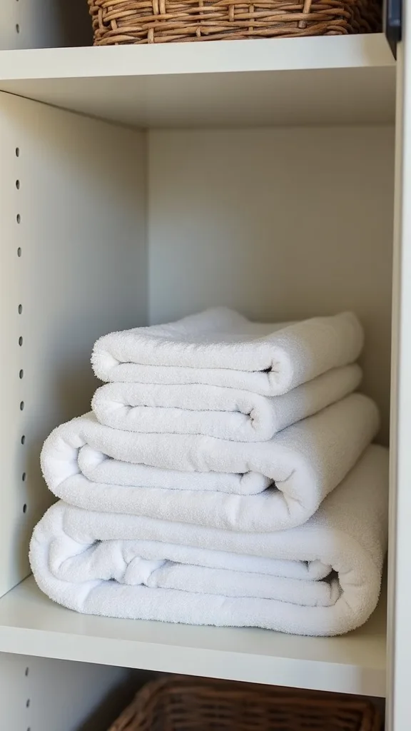 How should towels be folded so stacks don’t topple over?