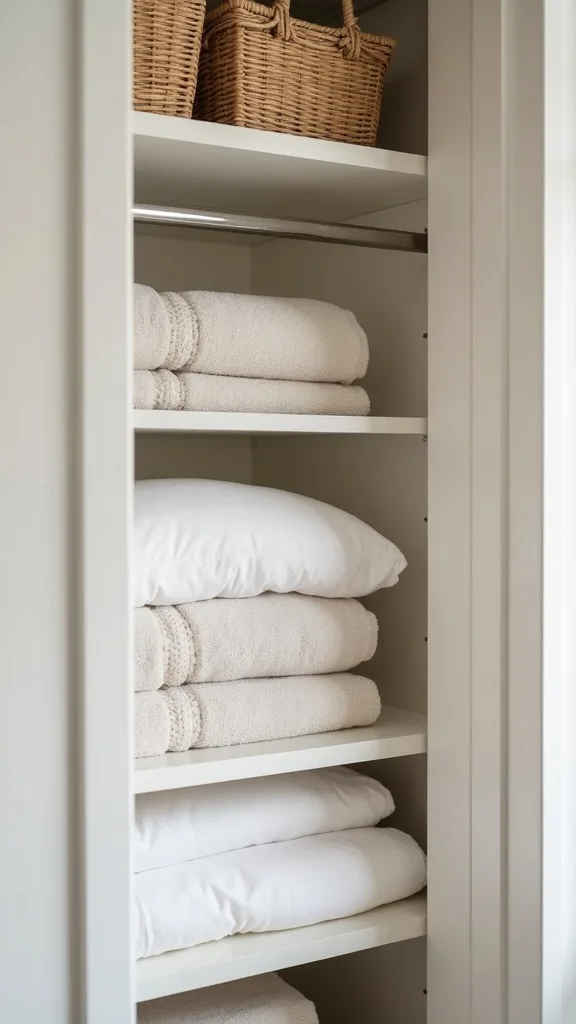 Where should guest towels and guest bedding live in a small closet?