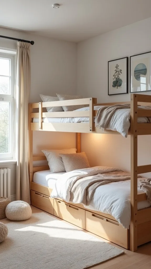 How can you add storage under a loft bed without making it feel heavy?