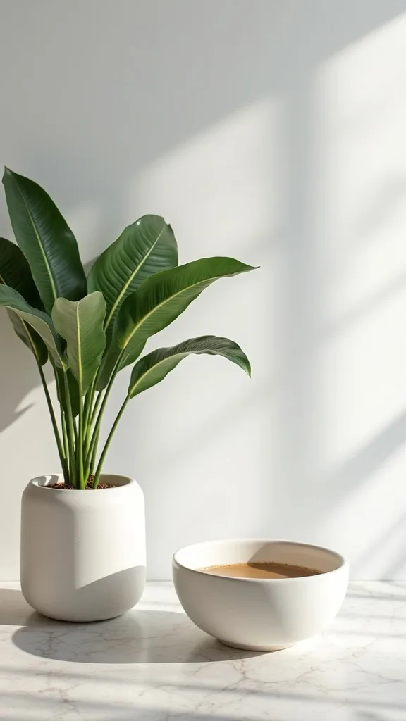 How can you add greenery without ruining a one color room vibe?