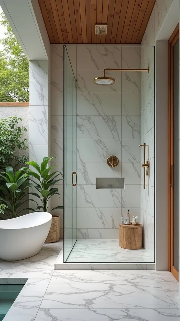 How do you make an outdoor shower feel like an actual bathroom?