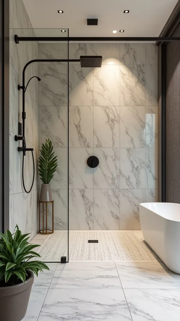How do you tie the outdoor shower into your pool area so it looks planned?