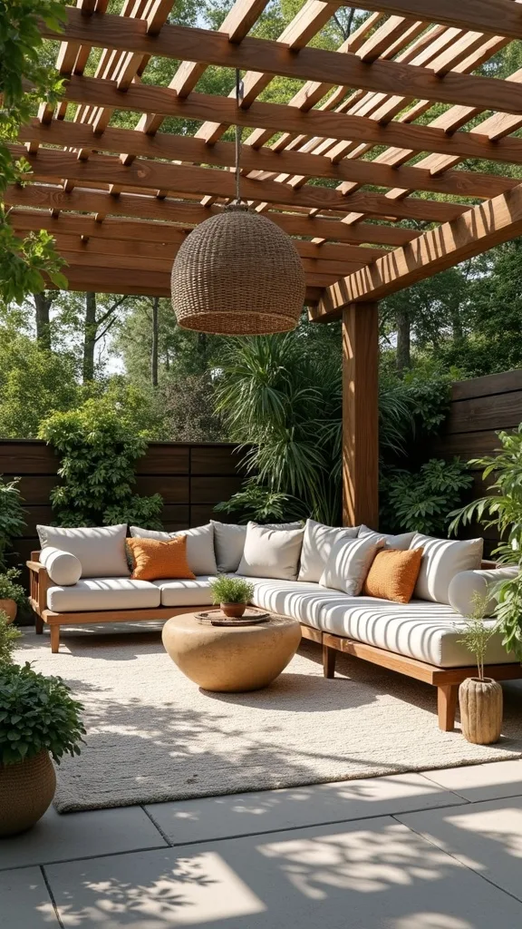 How do you create a pergola lounge zone that feels like a living room?