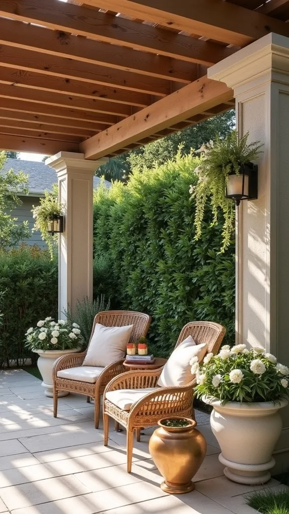 How do you decorate a pergola without cluttering it?