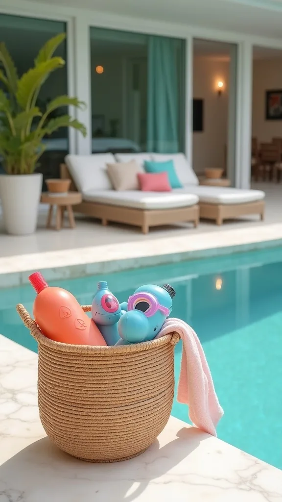 Add a “Wet Zone” Basket for Goggles, Toys, and Float Pumps