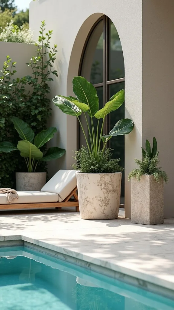 Use Planters to Soften Hardscape and Add Privacy at Eye Level